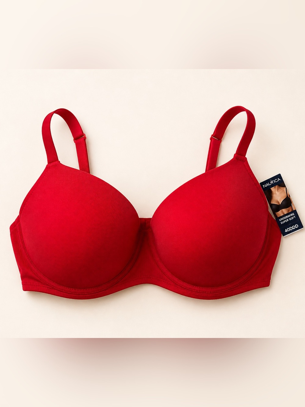 Nautica Bra 40DDD NWT Red Underwire Full Coverage Comfort Soft